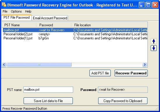 Outlook password, Outlook password recovery, PST password, password recovery, mail password