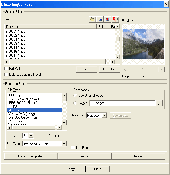 convert,conversion,resize,rotate,image,graphics,colorspace,color depth,multi-page,rename,AFP,ANI,AWD,BMP,DIB,CGM,CMP,CMX,CUR,DCX