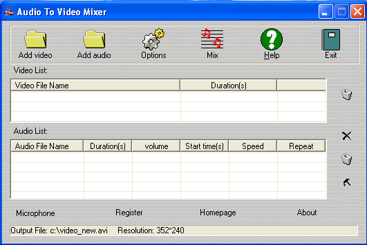 Video Mixer, Mix Audio to Video, Mux audio to video, Merge Mix audio video, MPEG to AVI, MPEG to DIVX, MPG To AVI, MPG To AVI, M