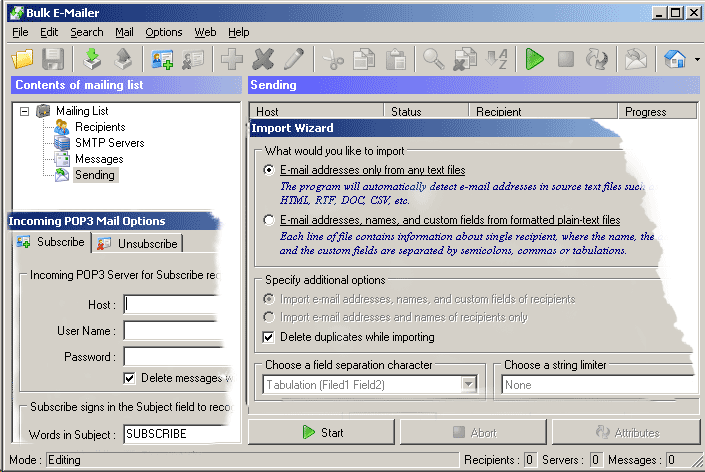 mail,mailing,email,e-mail,mass,bulk,mailer,address,book,remailer,download,free,bomber,smtp