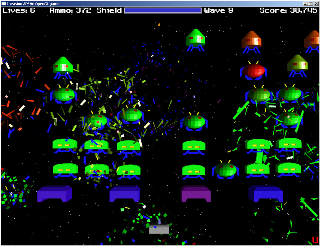 Space,Invaders,OpenGL,SDL,3D,free,laser,game,fun,cool,arcade,windows,linux