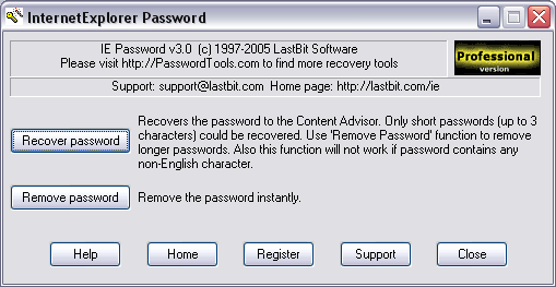 password internet explorer content advisor password recovery password cracker