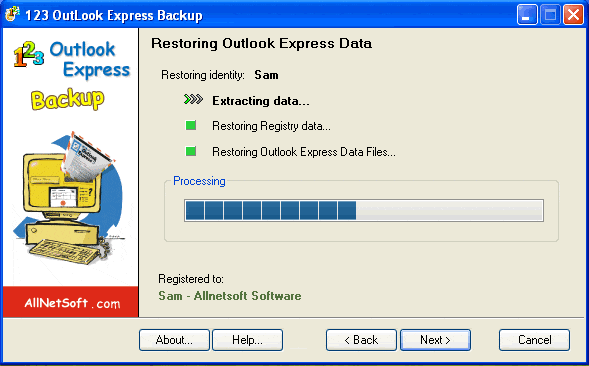 123 outlook express backup wizard autobackup email accounts rules signatures messages contacts address book