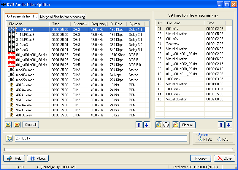 AC3 DTS MPA WAV PCM Cutter DVD Audio Files Splitter Merger DVDLogic
