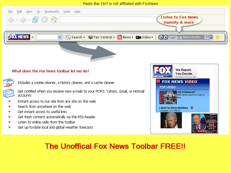 Fox News, toolbar, tool bar, radio bar, radio,talk,talk radio,news,fox,news,talk,hannity,rush,limbaugh,news talk