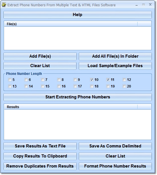 Extract Phone Numbers From Multiple Text & HTML Fi