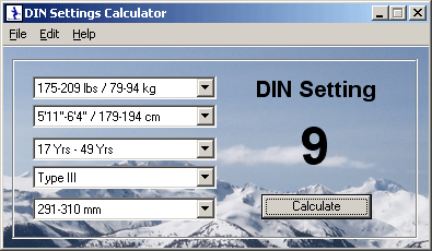 DIN Settings Calculator