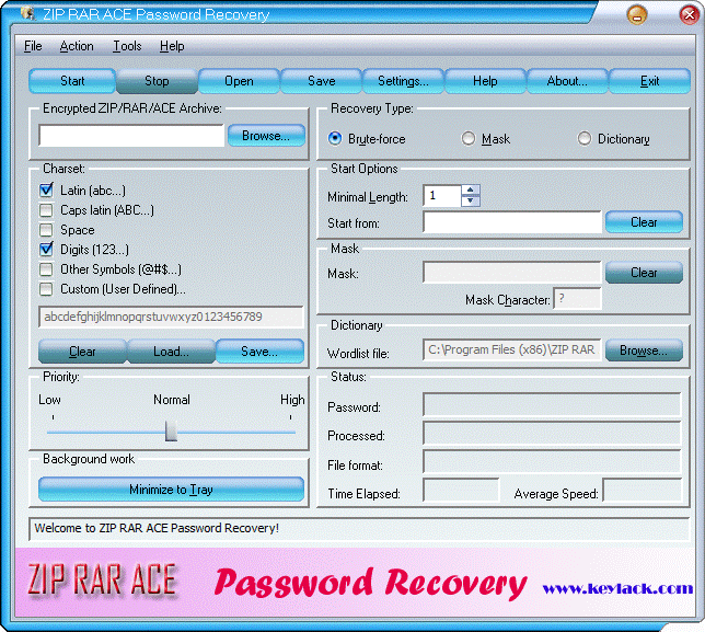 rar, zip, zipx, ace, password, recovery, archive, recover, lost, forgotten, encrypted, decrypt, extract, key, code, multi-volume