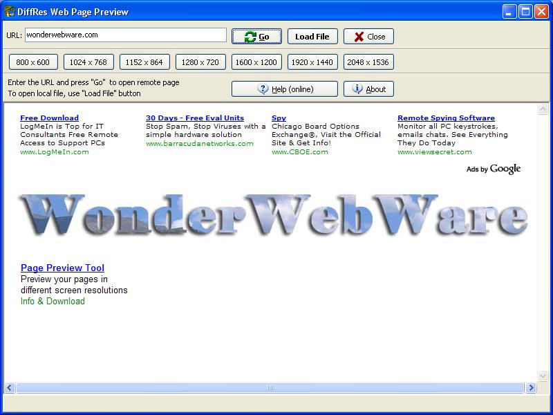 DiffRes Web Page Preview