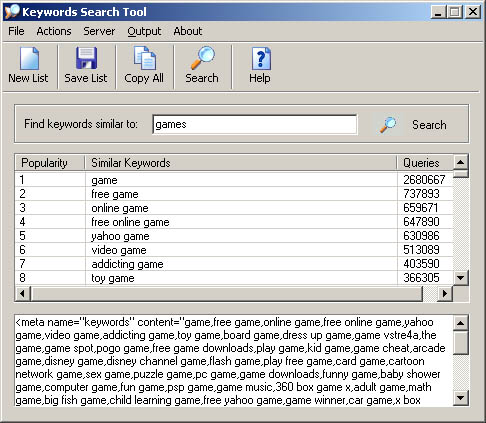 Keywords Search Tool