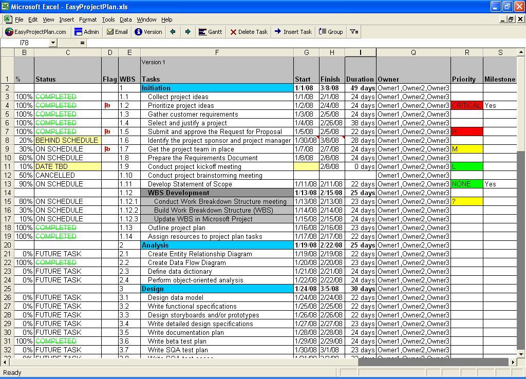 Excel,project, plan, Gantt, easy, microsoft, manage, calendar, sync, email, task, status,outlook