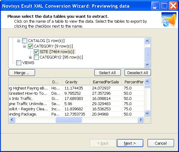 Adept XML to XLS Conversion Wizard