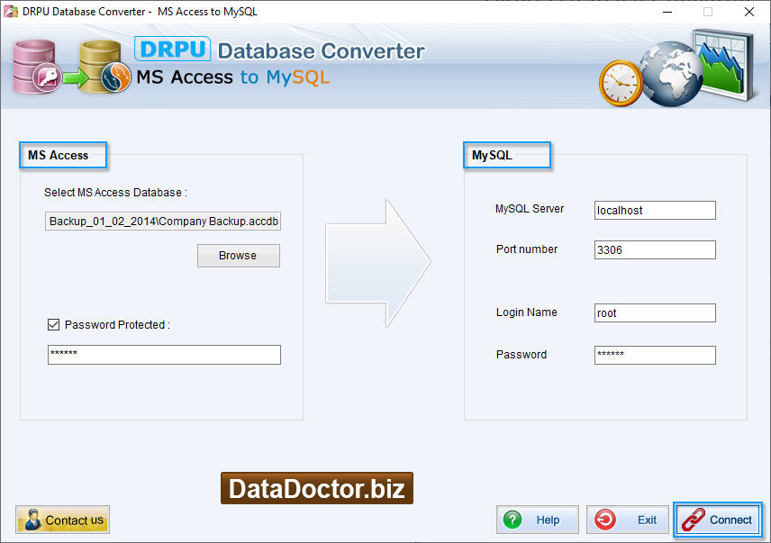 utility, migrate, MS Access, tables, MySQL, database, software, translate, records, row, column, windows authentication, migrate, indexes, converter, source, files, protected, translator, tool, convert, destination, data, conversion, keys, attributes