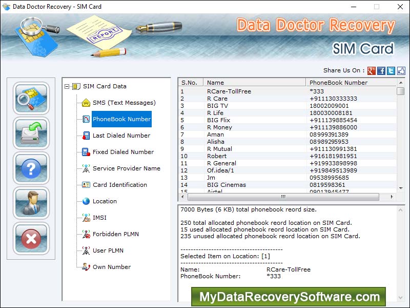Revive lost data from SIM card, rescue text messages, restore contacts from SIM card, SIM card data retrieving tool, phone SIM card file regaining utility, undelete phone numbers, SIM card detail retrieving application, recall deleted numbers