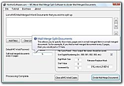 MS Word Mail Merge Split Software to divide Mail M