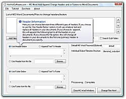 MS Word Add Append Change Headers and or Footers t