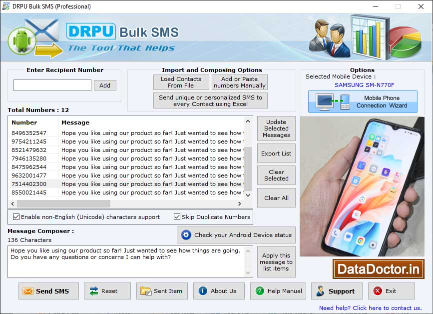 PDA Bulk Messages Software