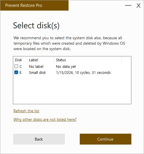 Prevent Restore