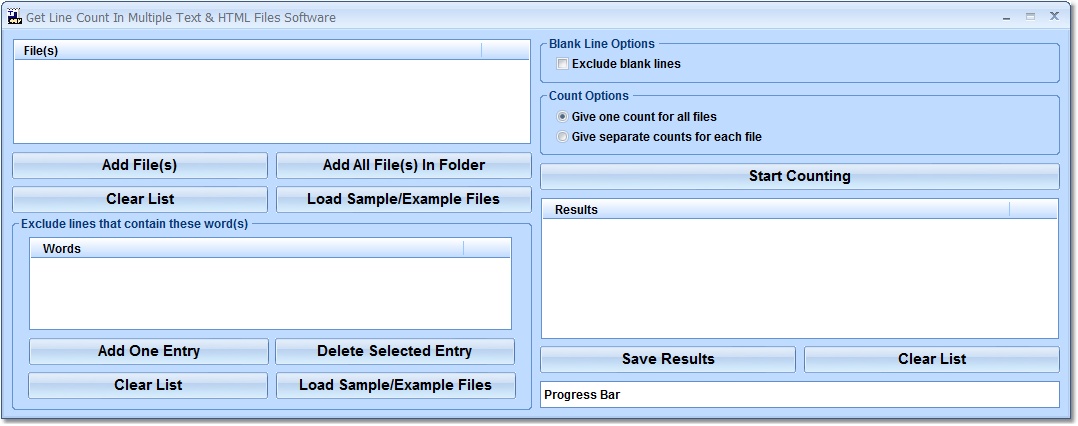 Line Count In Multiple Text & HTML Files Software