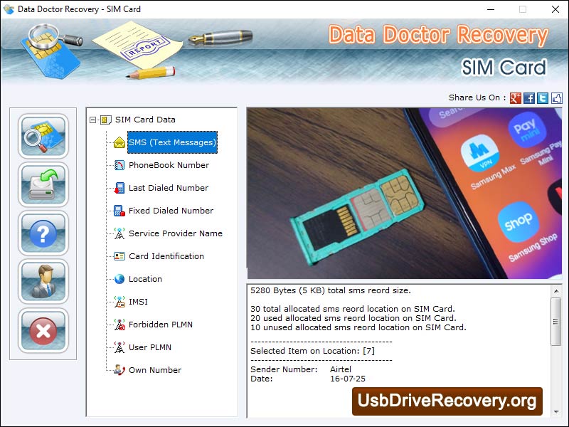 SIM, card, message, salvage, software, recover, deleted, corrupted, undetected, simcard, saved, SMS, utility, restore, missing, erased, lost, mobile, text, data, items, information, recovery, tool, retrieve, IMSI, identification, number, phone, name