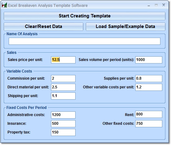 Excel Breakeven Analysis Template Software