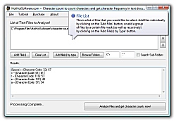 Character count to count characters and get charac