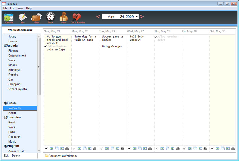 TaskRun Life & Fitness Calendar