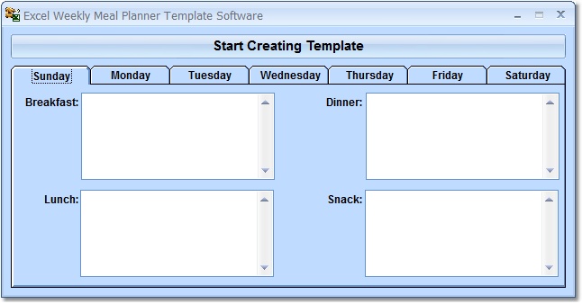 Excel Weekly Meal Planner Template Software