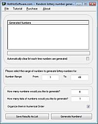 Random lottery number generator