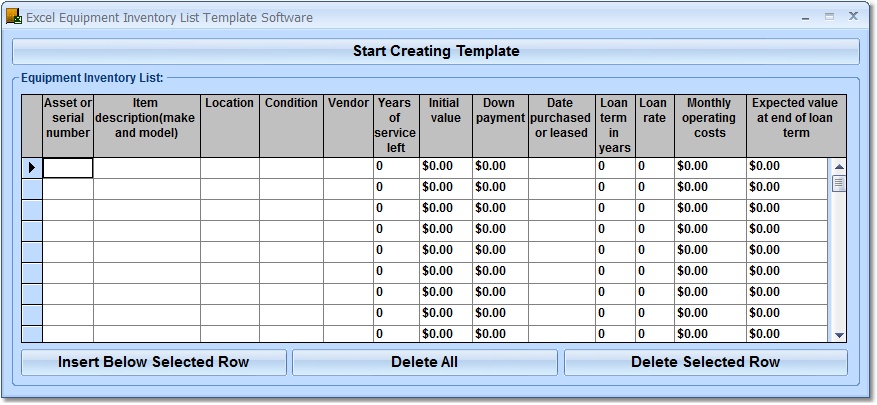 Excel Equipment Inventory List Template Software