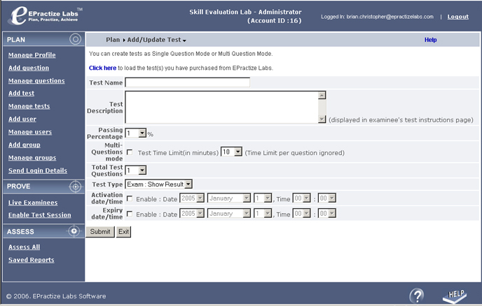 Online Test/Exam Management Software Corporate Edi