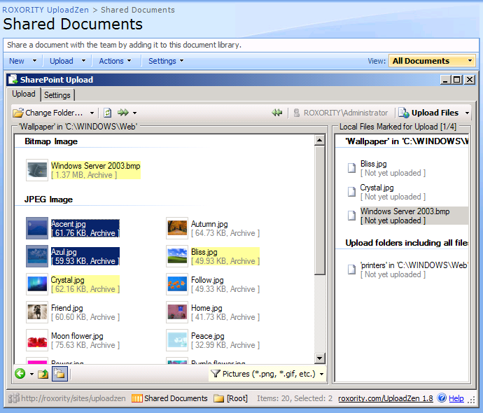 SharePoint Massenupload mehrerer Dateien