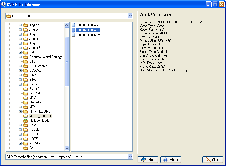 MPA AC3 DTS WAV PCM DVD Files Informer Audio MPEG Viewer Bitrate