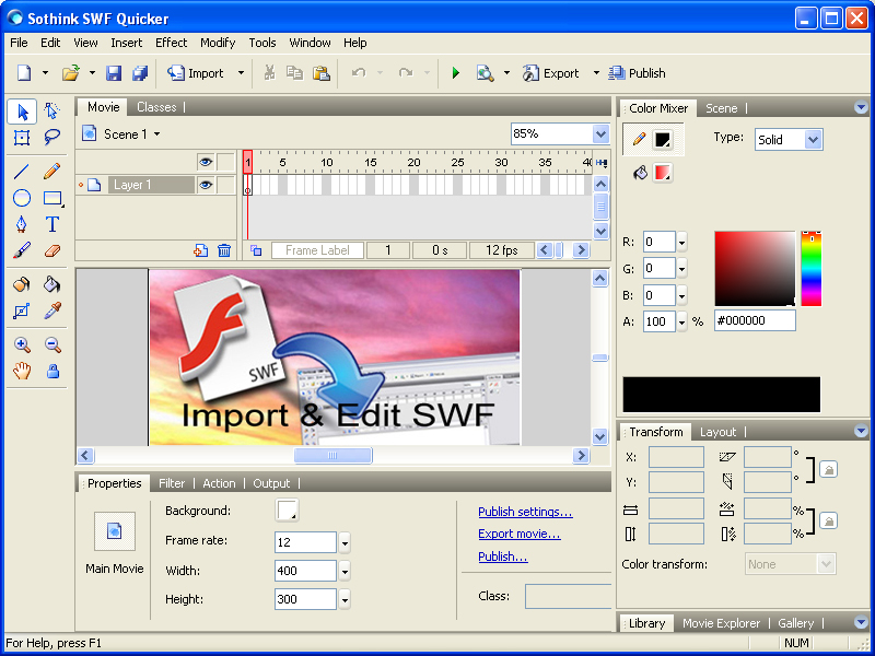 SWF Editor - SWF erstellen