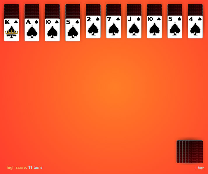 1 Suit Spider Solitaire
