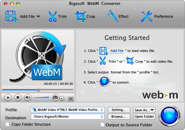 Bigasoft WebM Converter for Mac