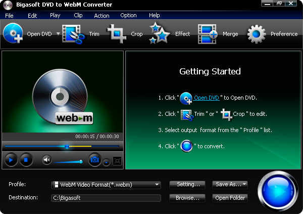 Bigasoft DVD to WebM Converter