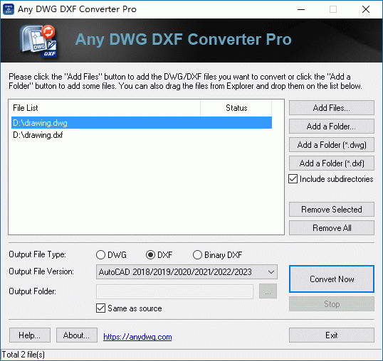 DWG to DXF Converter Pro 2010.11.2