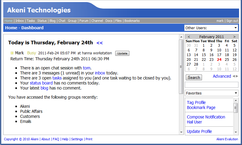 Akeni Social Network  and Collaboration