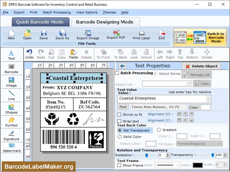 Purchase barcode label maker application, designs business stickers, barcode inventory management tool, trace business product details, purchase industrial tags maker software, creates inventory product details, crafts warehouse stickers