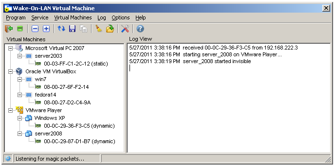 Wake-On-LAN,virtual machine,Hyper-V,VMware,VirtualBox,Virtual PC,Parallels,WOL,magic packet,MAC address,SecureOn