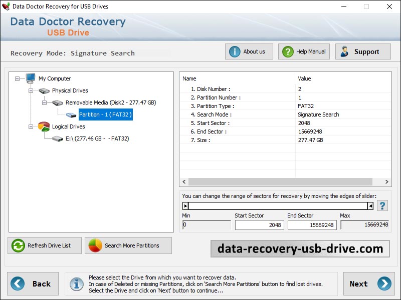 Retrieve undeleted flash drive data, data reviving application, thumb drive data retrieval program, restore corrupted USB media data, advance files retrieval application, rescue pen drive program, USB storage device recovery software
