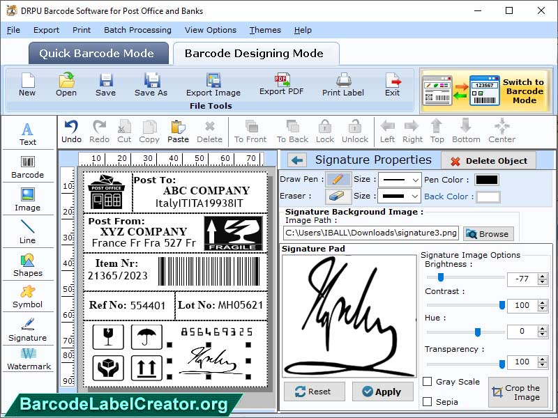 Download sticker creator tool, barcode label maker utility, postal sticker designing application, assets tags creator software, bank barcode maker utility, create post office barcode tags, install label maker software, design colorful barcode label