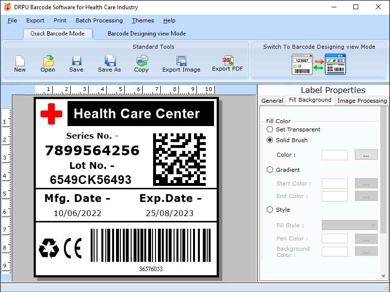 Barcode, tags, industry, label, healthcare, medical, create, generator, treatment, 2d, linear, shipping, standard, color, care, attractive, graphics, text, image, check, density, font, equipment, size, coupons caption, unique, patient, sticker