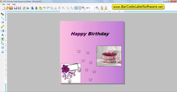 Software, application, birthday, card, greeting, program, design, create, print, craft, tool, utility, colorful, stylish, shape, rectangle, ellipse, circle, image, picture, text, message, wish, gift, friend, family, personalized, custom