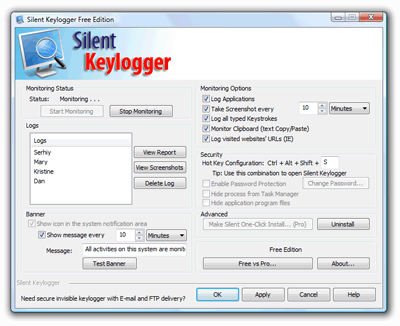 Silent Keylogger Free Edition Tool