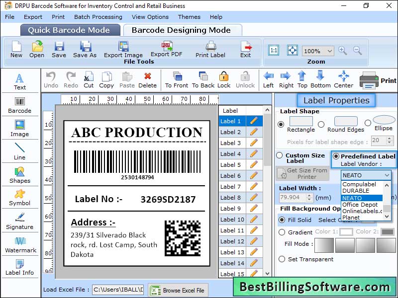 Business, barcode, label, maker, utility, deign create, product, tag, sticker, asset, coups, price, labeling, utility, generate, linear, 2D, font, caption, color, size, text, shapes, circle, software, support, barcode, printer, scanner, Windows, OS