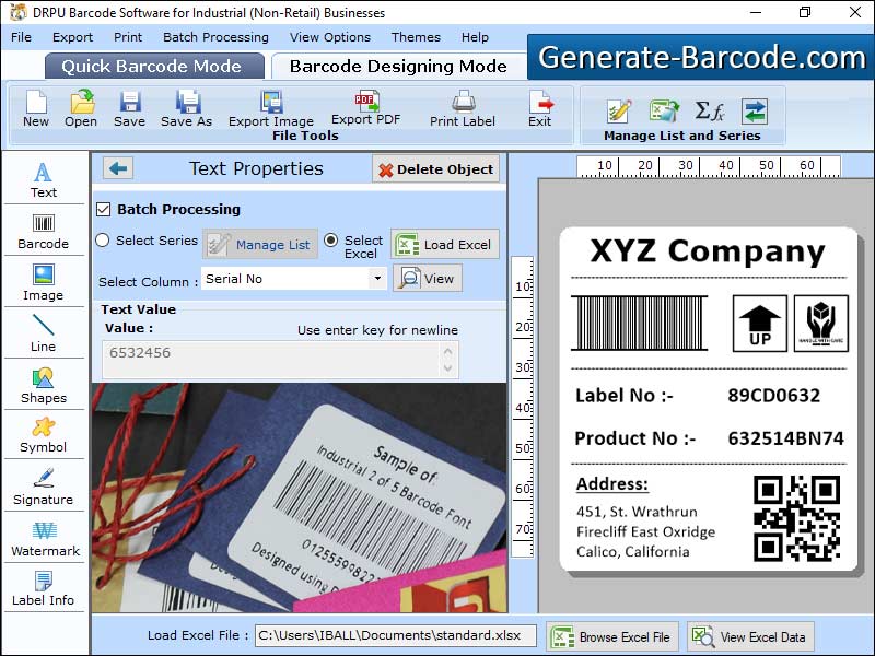 Manufacturing, warehouse, industry, software, application, generate, create, produce, barcode, label, image, tag, sticker, font, color, shape, design, coupon, ribbon, graphical, object, tool, line, text, picture, pencil, logo, utility, Windows, PC
