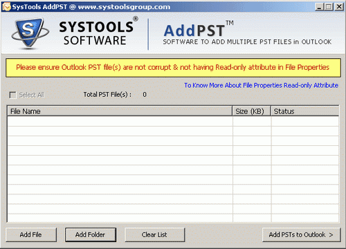 Add PST to Outlook Freeware