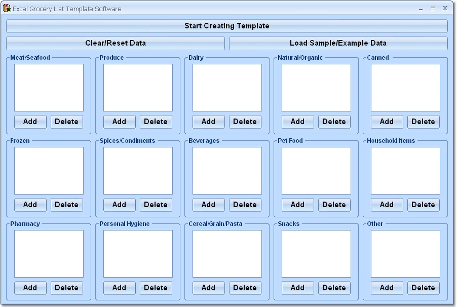 Excel Grocery List Template Software